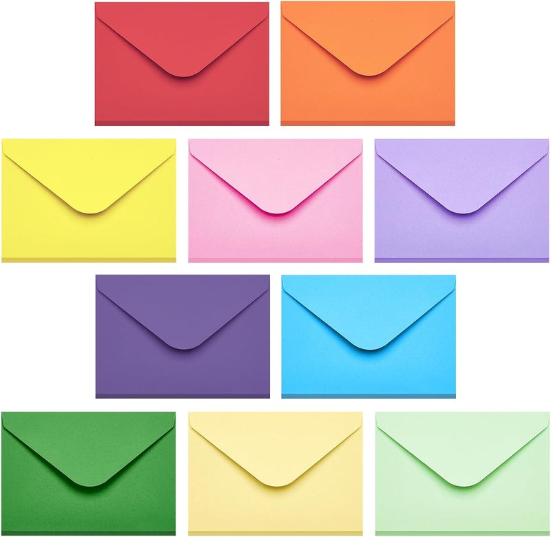 ACSTEP 100PACK Gift Card Envelopes Credit Card Size Mini Envelopes Colored Tiny Pocket Envelopes For Business Card, Small Note Cards 10 Assorted Colors 4X2.75 Inches - Image 1